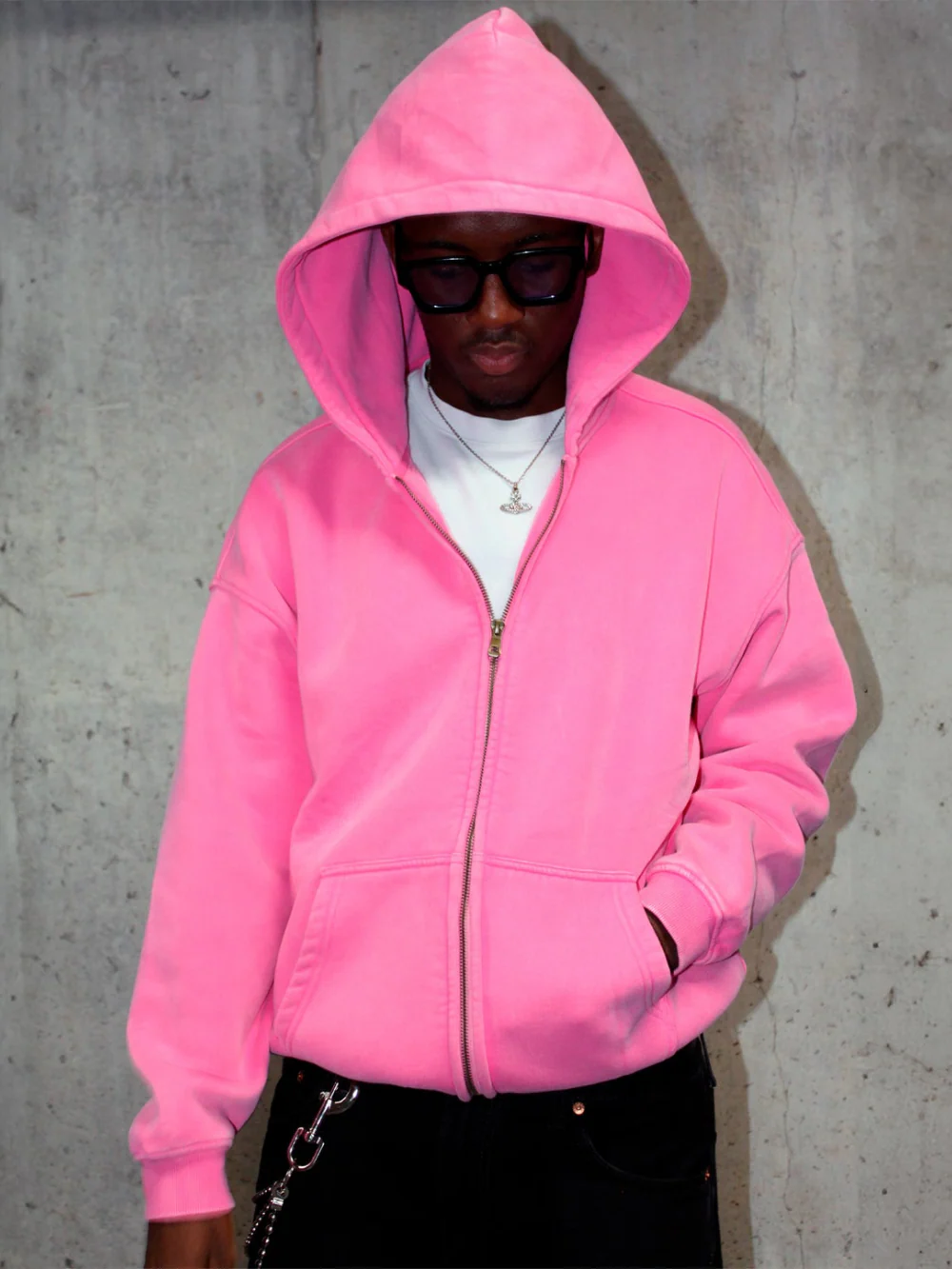 GRIND ZIP HOODIE PINK